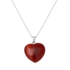 AKİK TAŞLI GÜMÜŞ KALP KOLYE