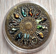 Burçlar Temalı Gümüş Kaplama Hatıra Madalyonu