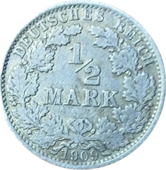 Almanya Gümüş 1/2 Mark 1909 Yılı