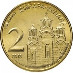 Sırbistan 2 Dinar 2013 Yılı