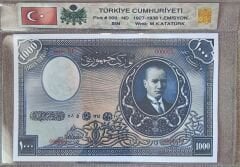 Türkiye Cumhuriyeti 1.Emisyon 1000 Livre Özel Koruma Föyünde