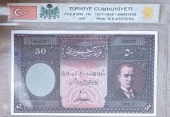 Türkiye Cumhuriyeti 1.Emisyon 50 Livre Özel Koruma Föyünde