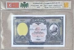 Türkiye Cumhuriyeti 1.Emisyon 10 Livre Özel Koruma Föyünde