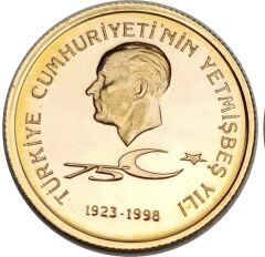 1998 Senesi Cumhuriyet ‘in 75. Yılı Özel Darphane Hatıra Ata Altını
