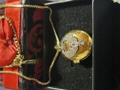 Altın Kaplama Taş İşlemeli Kuş Motifli Kolye