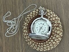 Mineli Gümüş Kaplama Köstek Zincirli Cep Saati