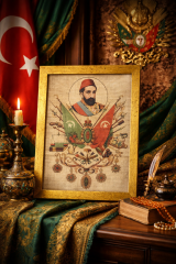 Sultan 2.Abdülhamid Han Portreli Dönem Bez Afiş Tablo