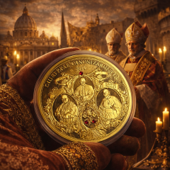 2014 Vatikan Altın Kaplama Ve Taşlarla Süslü Hatıra Madalyon