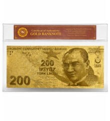 24 Ayar Altın Kaplama 200 TL Hatıra Banknot