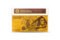 24 Ayar Altın Kaplama İtalya 500.000 Lire Hatıra Banknot