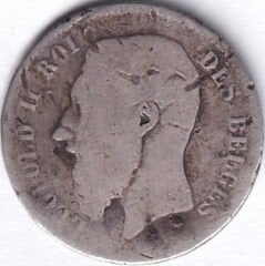 Belçika Gümüş 50 Centimes 1866 Yılı