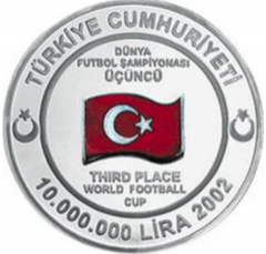 2002 Yılı Dünya Kupası Üçüncüsü Türkiye Darphane Gümüş Hatıra Parası