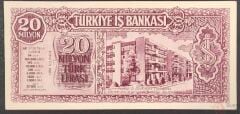 İş Bankası 1970 Yılı 20 Milyon Türk Lirası Banknote Kupon