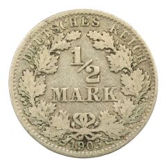 Almanya 1/2 Mark Gümüş 1905 Yılı A Seri